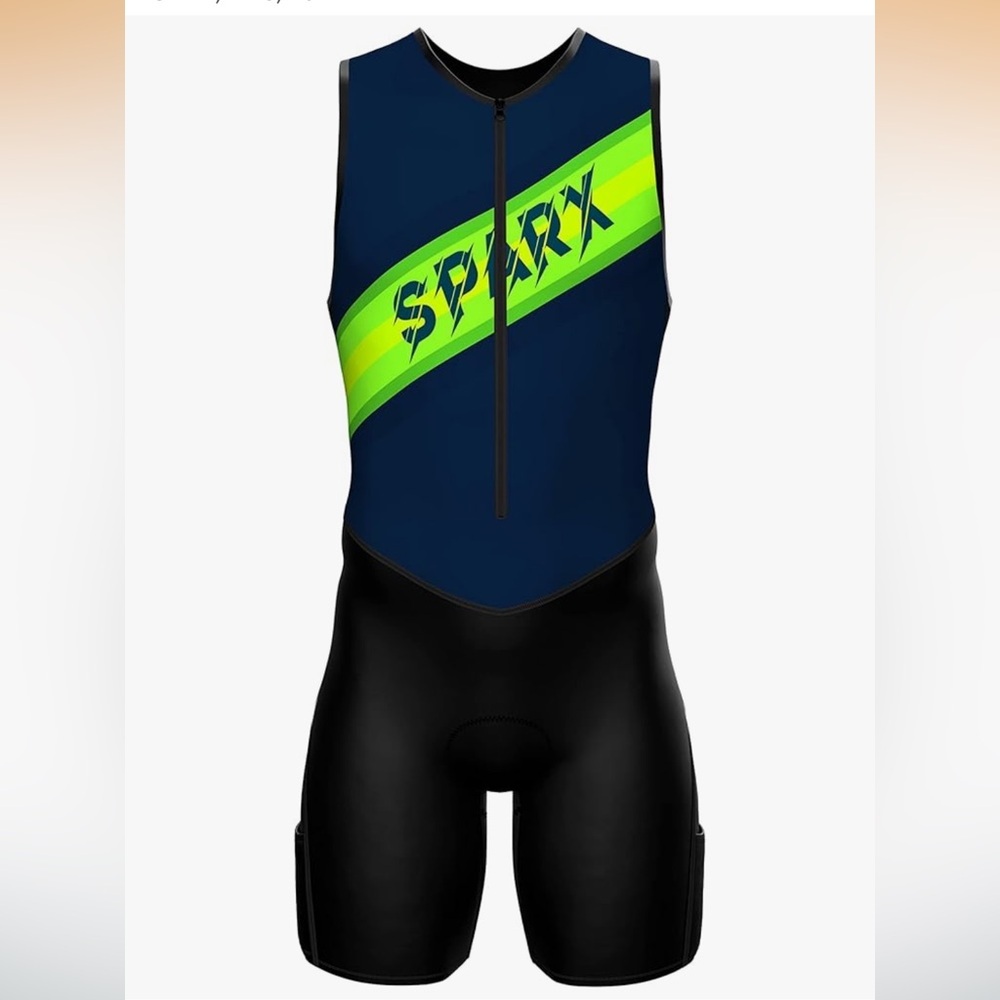NWT Sparx Men's Premium Triathlon Suit - Padded Tri Suit for Swim, Bike, Run